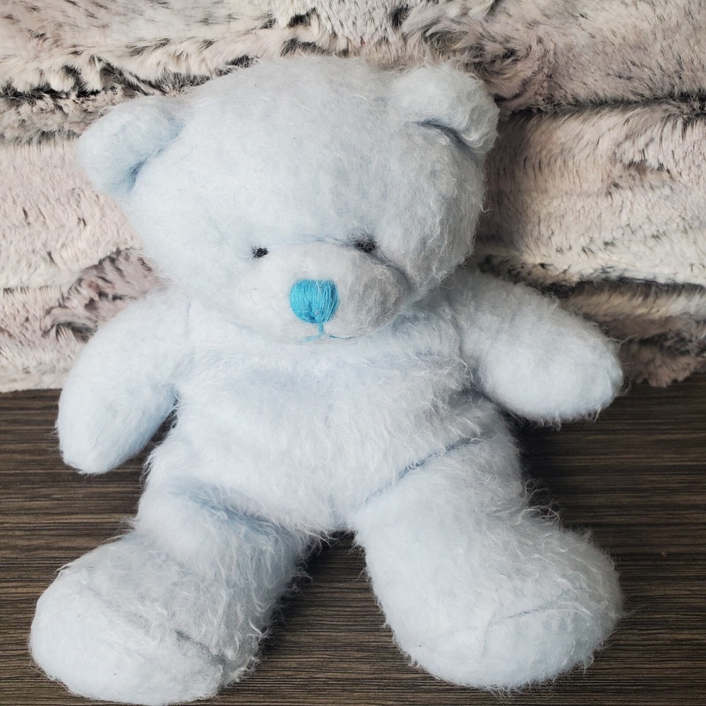Light Blue Cotton Candy Plush Stuffed Teddy Bear 8" All Blue Animal Baby Boy
